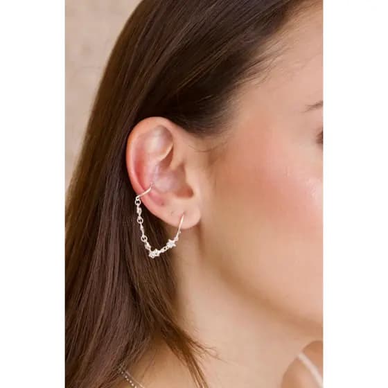 Brinco Ear Line estrelas a prata 925