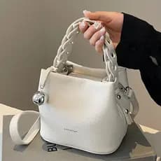 Bolsa Balde De Couro Macio Tecido – De Ombro E Crossbody Com Textura De Lichia De Grande Capacidade Para Mulheres