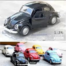 Carrinho Brinquedo Carro De Ferro com Fricção Fusca Fusquinha Colecionador Abre portas e Capô