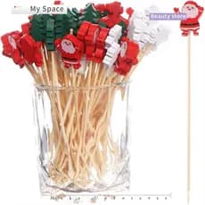 Meu 50/100 Unidades De Palitos De Natal , Frutas De Boneco De Neve De Papai Noel , Árvore