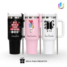 Copo Garrafa Térmico Inox 1.2L Personalizado Kpop Army/BTS - Presente Aesthetic