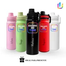 Garrafa Térmica Inox 800ml Personalizada com Seu Time de Futebol - Presente Torcedor