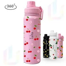 Garrafa Térmica Inox 800ml Personalizada Frutas 360° - Presente Premium Exclusivo