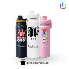 Garrafa Térmica Inox 800ml Personalizado Kpop Army/BTS - Presente Aesthetic