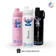 Garrafa Térmica Inox 800ml Personalizada com Nome | Personagem Alienígena Azul | Aesthetic | Presente CriativoI