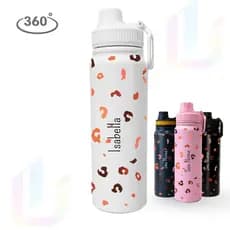 Garrafa Térmica Inox 800ml Personalizada  Oncinha Animal Prints 360º - Presente Premium Exclusivo