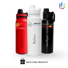 Garrafa Térmica Inox 800ml Personalizada com Nome | Automobilismo | Corrida | Esporte a Motor | Presente Criativo