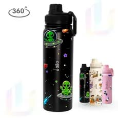 Garrafa Térmica Inox 800ml Personalizada Infantil Aventura/ Espaço 360º - Presente Premium Exclusivo