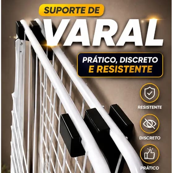 Suporte de Parede para Varal de Chão - Organizador Domestico