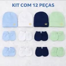 👉4  Kit Touca Luva e Sapatinho Bebê 12 Peças  RN Enxoval