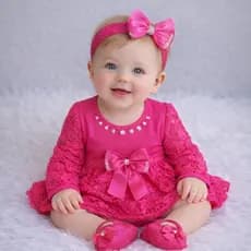 Kit Vestido Bebê Menina manga longa 0 a 6 Meses com Laço Sapatinho e Tapa Fralda PROMOÇÃO INAUGURAÇÃO 🎉
