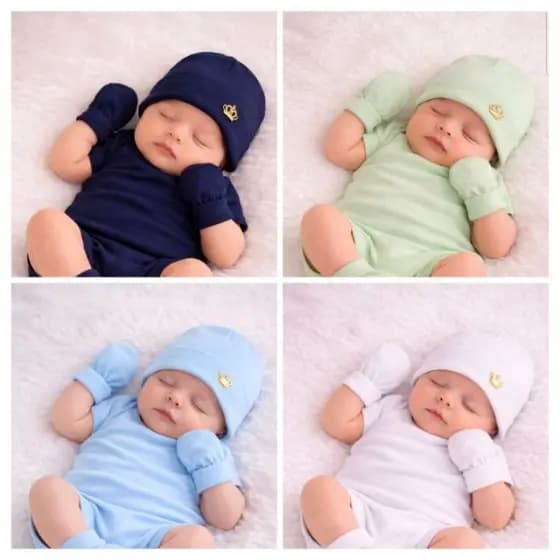Touca para bebe recém nascido acompanha acessórios