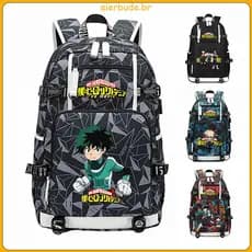 Mochila Escolar My Hero Academia com USB para Laptop, Mochila Recarregável para Meninos e Meninas, Mochilas Infantis XG9