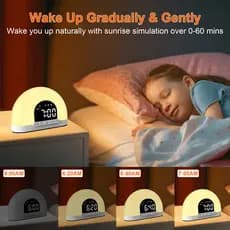 Relógio Despertador GNBI com Simulação de Luz Solar, Display Digital para Casa, Relógio Despertador para Acordar Cedo, R