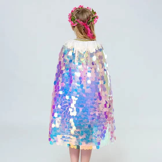 Capa de Sereia com Lantejoulas NKL2 para Meninas, Fantasia Brilhante para Festa de Aniversário, 2-10 Anos, Roupas Infant