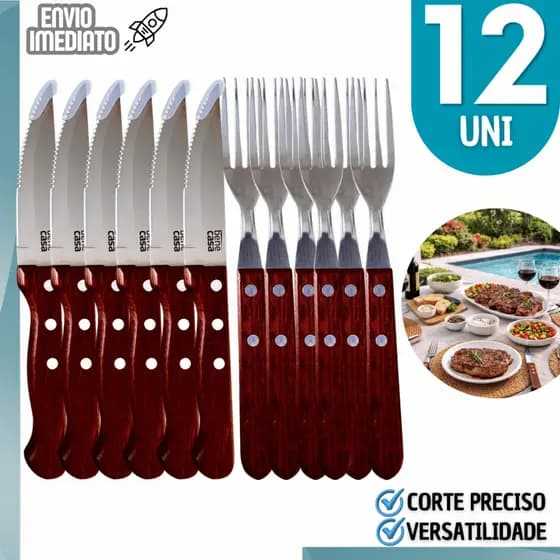 Kit Talheres para Churrasco Faca Jumbo com Cabo de Madeira Premium – Elegância, Resistência e Corte Preciso