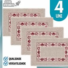 Tapete de Banheiro Antiderrapante Ultra Macio Super Absorvente Elegante e Confortável Detalhes Vermelha