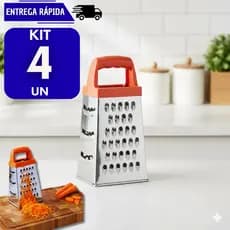 Kit 4 Ralador Manual 4 Faces Inox Multiuso Para Cozinha Profissional Legumes Queijos Universal Alimento Raladores