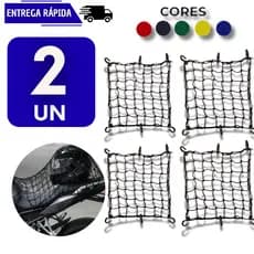 Conjunto 2 Rede Aranha Elástica Para Capacete Moto Bike Multiuso Bagageiro Redinha Acessório Ganchos Redes