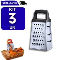 Kits 3/2/1 Ralador Manual 4 Faces Inox Multiuso Cozinha Profissional Legumes Queijos Universal Alimento Raladores Rala