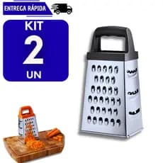 Kits 2/1 Ralador Manual 4 Faces Inox Multiuso Cozinha Profissional Legumes Queijos Universal Alimento Raladores Rala