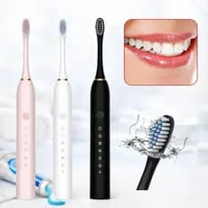 Escova De Dentes Elétrica Sônica Recarregável Usb 4 Cabeças Branco Rosa Preto