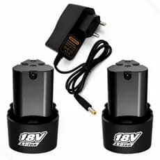 Kit 2 Baterias Lítio 18v + Carregador Recarregável Potente Compatível com Bateria 12v