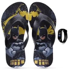 Kit Chinelo Infantil Menino Batman + Relógio Digital Henry Kids