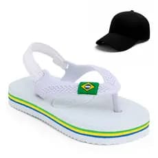 Kit Chinelo Infantil Bebê Menino Com Elástico + Boné Infantil Henry Kids