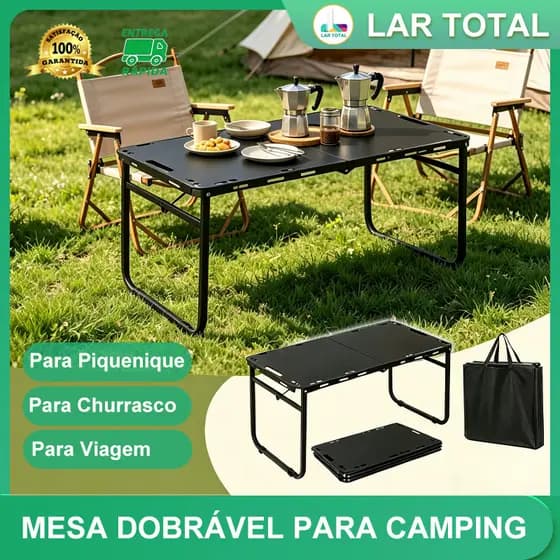 Mesa Dobrável Externa Leve Portátil Ideal para Piquique e Acampamento Fácil de Transportar