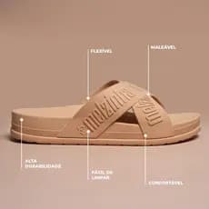 Papete  Slide Extremo Conforto 2 Tiras Feminina Nuvem