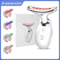 Massageador Facial LED 7 Cores Modos Aparelho Anti-Rugas para Rosto e Pescoço Tratamento Estético Vibratório com Luz JH