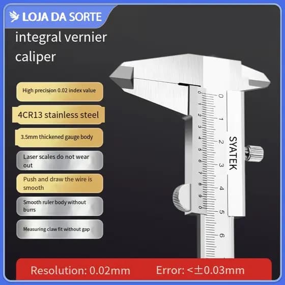 Alta Precisao Ago Carbono Metal Vernier Caliper, MedidorMicrometro, Ferramenta de Medicao, 0-150mm