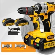 Furadeira e Parafusadeira Elétrica 48V Bateria Extra 20+3 Torque LED Variável Reversível