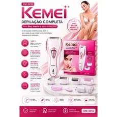 Kemei Depilador 3010 Feminino Elétrico, Barbeador Feminino, Perna Corpo Depilação Depilador KM 3010 Recarregável 3 em 1
