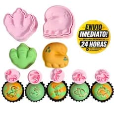Kit 2 Modeladores e Carimbo Dinossauros Brigadeiro, Doce, Docinhos, Confeitaria, Espaço - 9  Peças