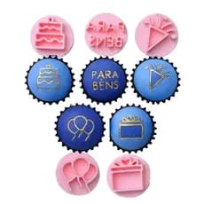Kit Carimbos Para Doces Parabéns para Brigadeiro, Doce, Docinhos, Confeitaria, Fest, Junino 5 peças