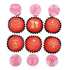 Kit Carimbos Para Doces Casamento Brigadeiro Festa, Namorados, Noivado, Coração - 6 peças
