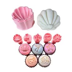 Kit Modelador Ejetor Concha e Sereia Fundo do Mar Brigadeiro, Doce, Docinhos, Confeitaria - 7 Peças