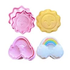 Kit 2 Modeladores Ejetores Sol e Arco-iris para Brigadeiro, Doce, Docinhos, Confeitaria - 4 Peças