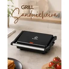 Grill Sanduicheira Elétrico Prensa Dupla Antiaderente 2 em 1 750W Alta Potencia Placa Antiaderente Inox