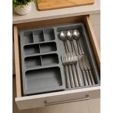 Organizador Porta Talheres Gaveta Cozinha Com Extensor Retrátil Ajustável Divisória Armário Faqueiro