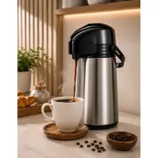 Garrafa Térmica Café Agua Chimarrão Inox Bomba De Pressão 1l Para Casa Escritório Viagem Chá Leite Cozinha