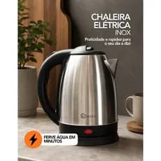Chaleira Elétrica 1,8 Litros Inox Ideal para Chá, Café e Chimarrão Desligamento Automático Aquecimento Rápido Kaza+