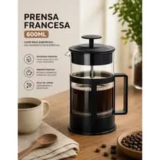 Cafeteira Prensa Francesa 600ml Vidro Resistente French Press Manual Café Gourmet Filtro Malha Fina para Café Chá e Capp
