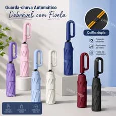 Guarda-chuva Automático Proteção Solar UV Dobrável com Fivela Pendurável Dupla Quilha
