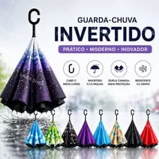 Guarda-Chuva Grande Invertido com Cabo em C Resistente Reforçado Tecido Duplo Para Carros