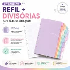 Kit 8 Divisórias e Refil 80 folhas para Caderno Inteligente B5 ou A4 Organizador de matérias Refil Pautada