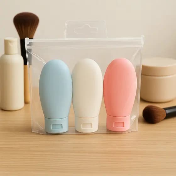 Kit Viagem 3 Frascos Porta Shampoo Mini Pote Higiene Pessoal Condiconador 60 ML