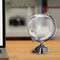 Globo Terrestre de Vidro Mini Enfeite para Decoração de Mesa Planeta Terra Escritório Sala Miniatura